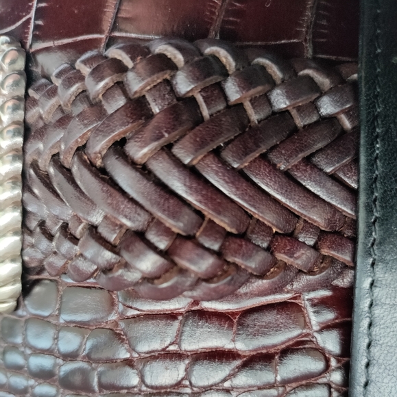 Brighton | Two Toned Leather Black & Brown Silver & Gold Tri-Fold Wallet - Picture 9 of 14